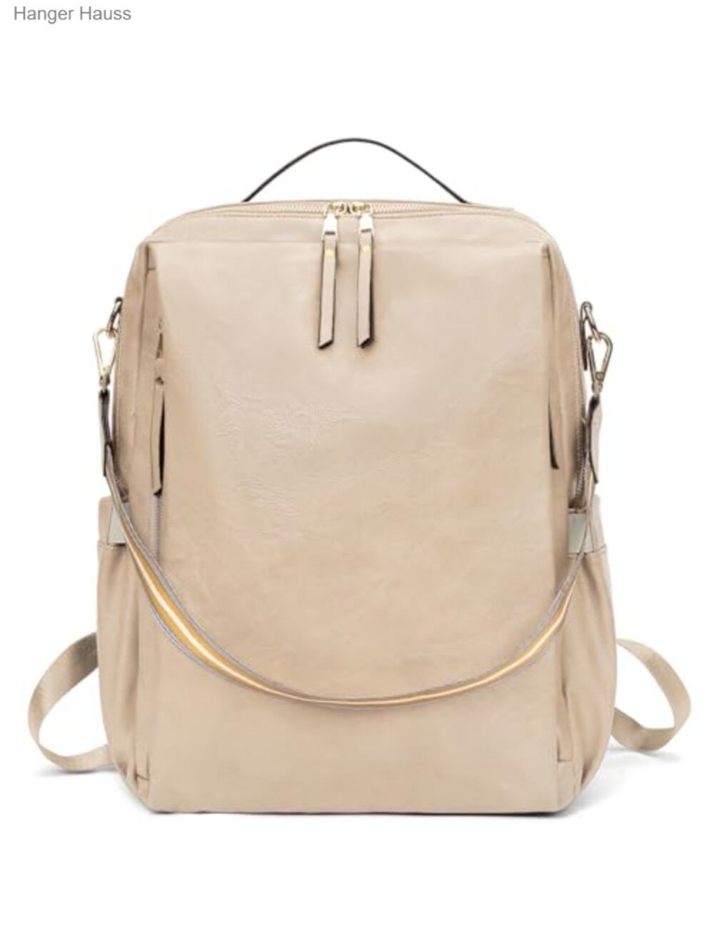 Faux Leather Laptop Backpack Women 15.6 inch Convertible Vegan Leather